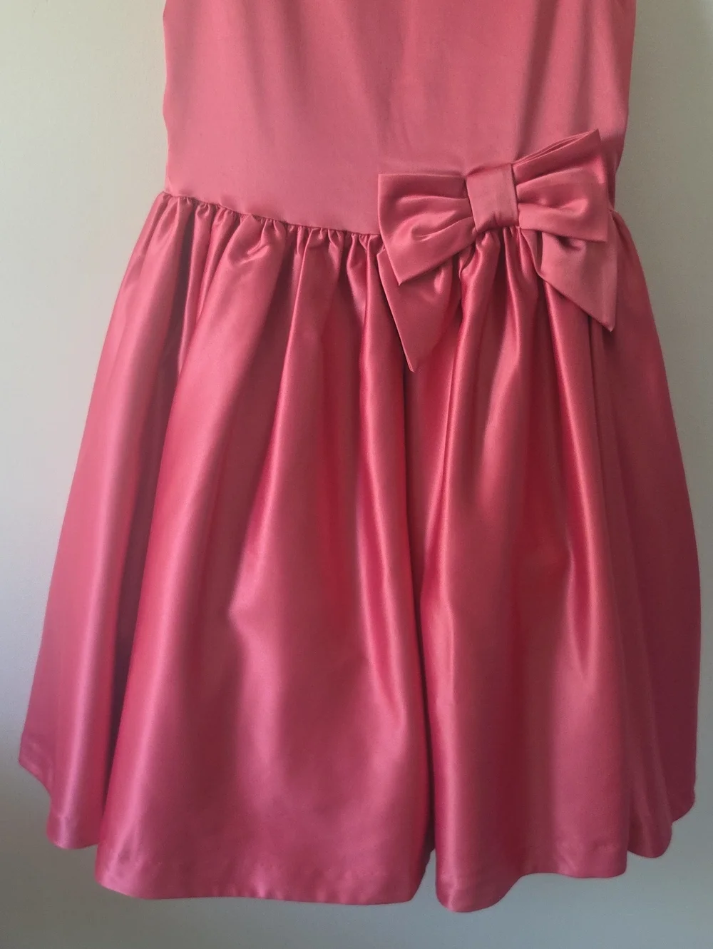 Janie And Jack Special Occasion Pink Satin Oversized Bow Dress Girls Sz 10